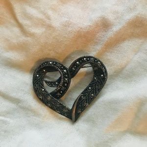 Vintage Marcasite Heart Pin